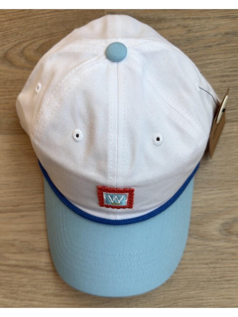 Work In Progress Boulder Colorado Rope Hat White Blue Snapback Embroidered - Picture 3 of 8